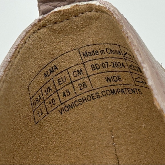 Vionic Alma Leather Mary Jane Wedge Shoes Taupe Wide W12 EU43 New With Box - Picture 10 of 12